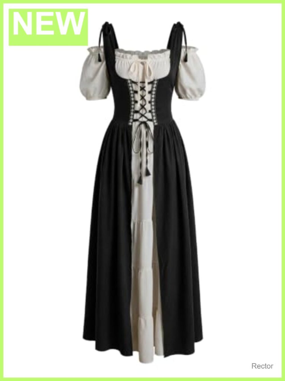 Renaissance Costume Medieval Dress Women with Chemise & Overdress Lace-Up